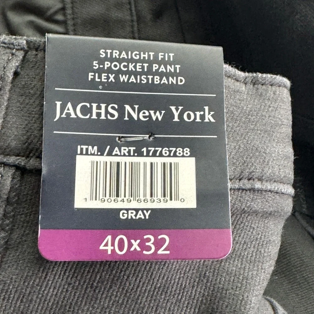 Jachs New York Mens Gray Straight Fit Flex Waistband 5-Pocket Pants 40x32 NEW